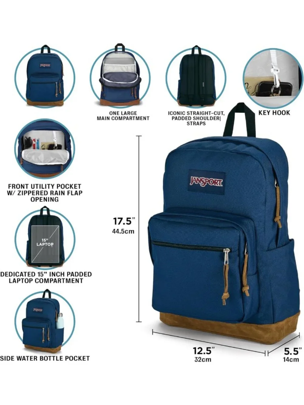 Durable Daypack Backpack with Padded Laptop Sleeve, Spacious Compartment & Water